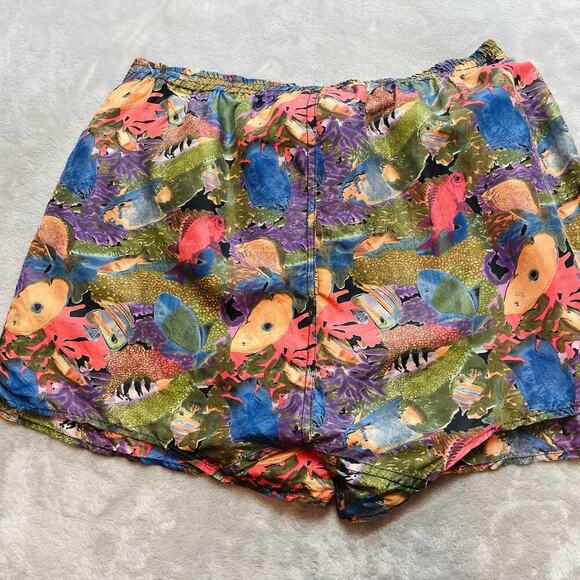 Stefano Rossini Silk Boxer Lounge Sleep Shorts Mens M Fish Ocean Pull On - Picture 2 of 9